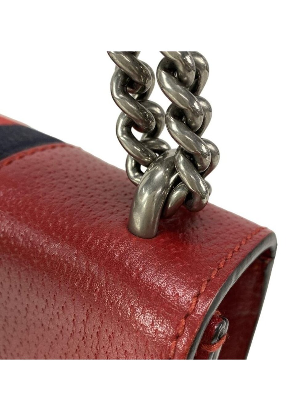 Gucci Shoulder Bag Dionysus Red Navy Chain Leather - Picture 10 of 15
